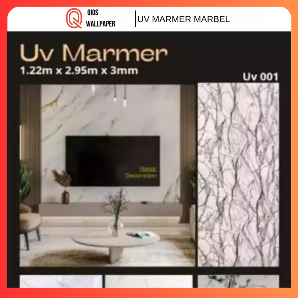 PVC UV Marble / Marmer Panel PVC Dekorasi Dinding Motif Corak Marmer UV Marble
