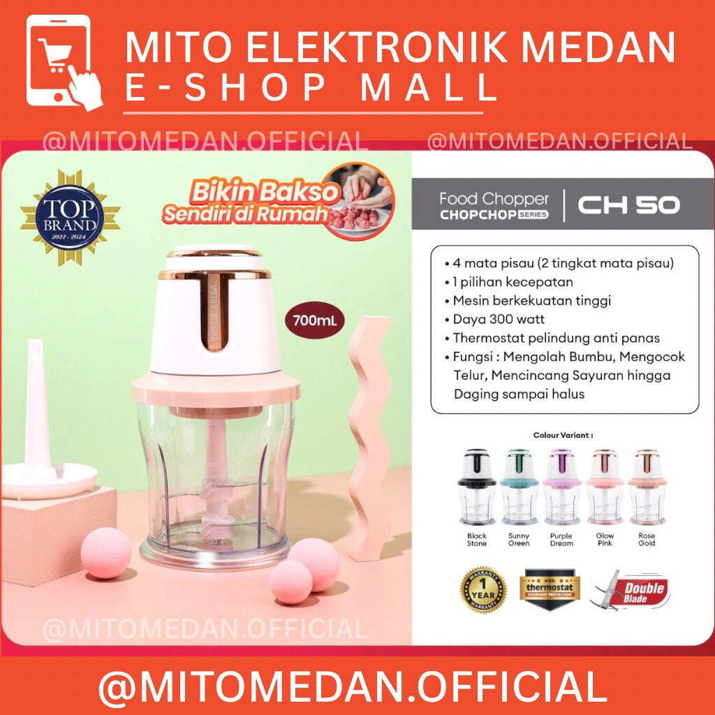 MITO MEDAN - MITOCHIBA Food Chopper CH50 Chopchop Series 0.7L Alat Penghalus Bumbu Daging Sayuran