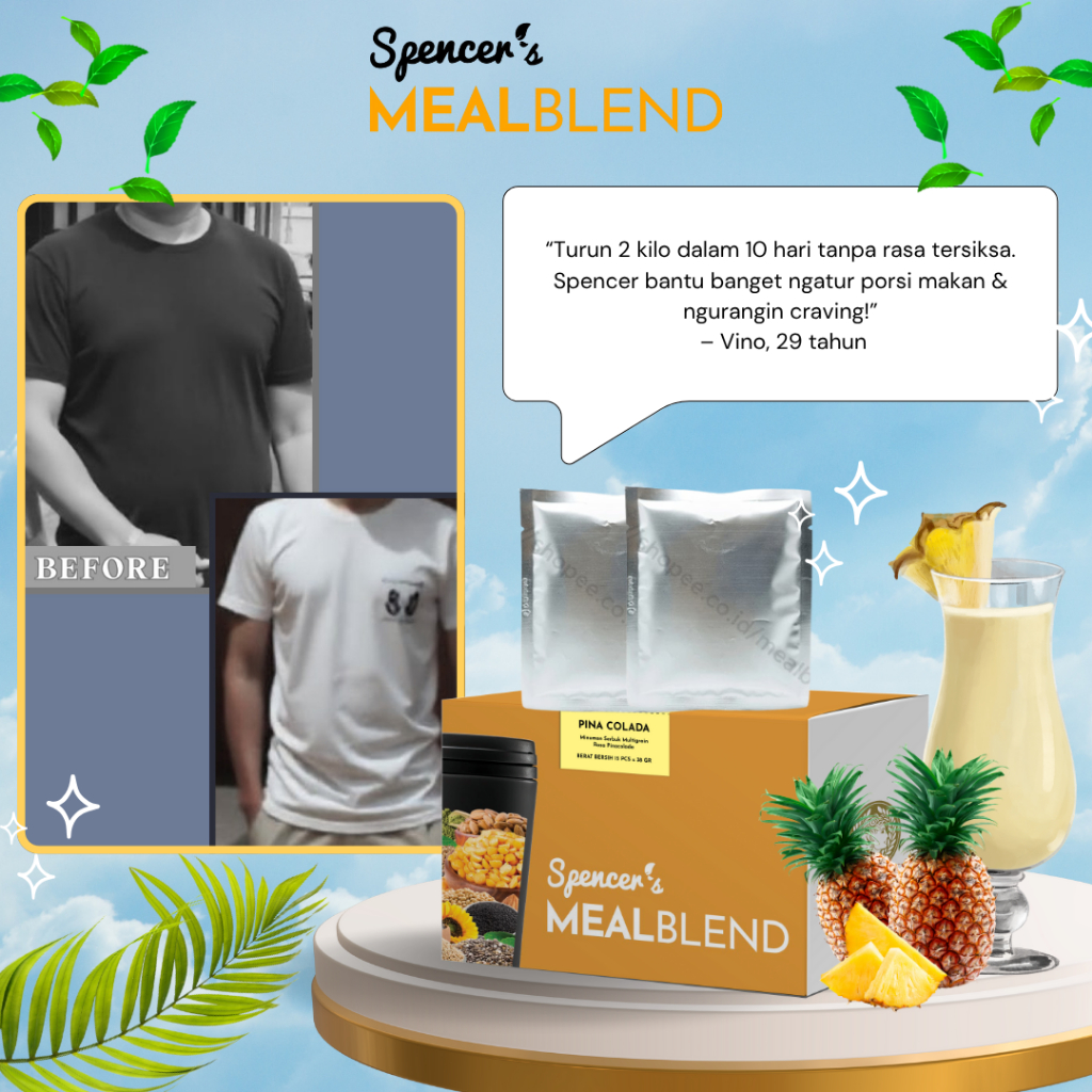 

Spencer's MealBlend Pinacolada Flavour Pengganti Makanan Sehat Solusi Langsing Tanpa Kelaparan