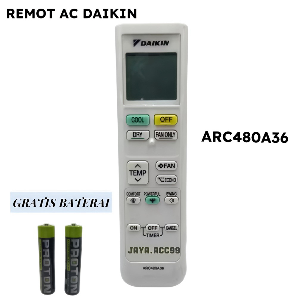 REMOTE REMOTE AC DAIKIN ARC480A36 ECONO INVERTER ORIGINAL