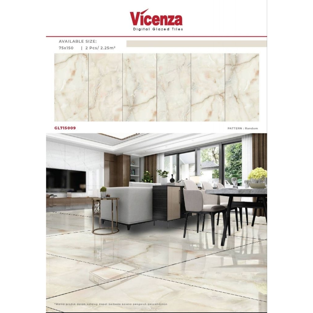 GRANIT MEREK VICENZA TYPE DIGITAL GLAZED TILES GL715009 UKURAN 75X150