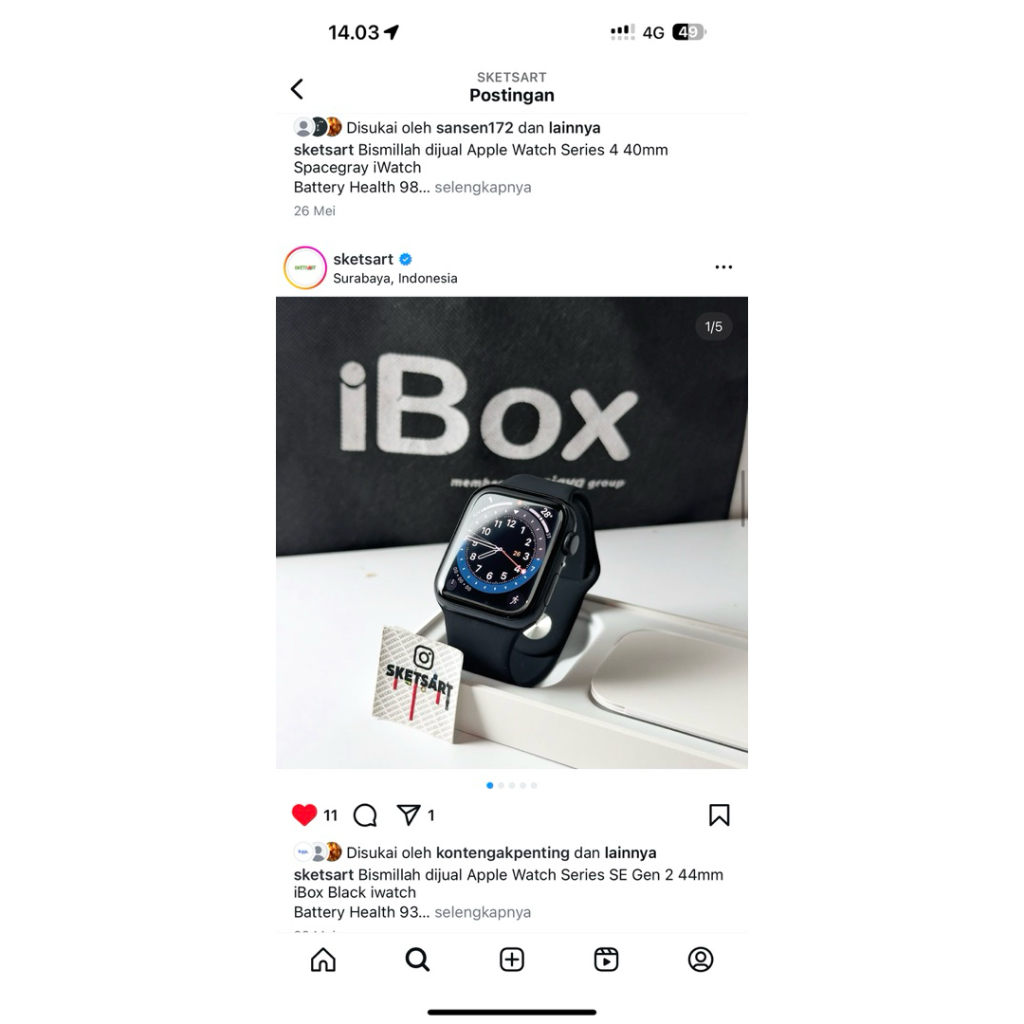 Apple Watch Series SE Gen 2 44mm iBox Black iwatch Battery Health 93%