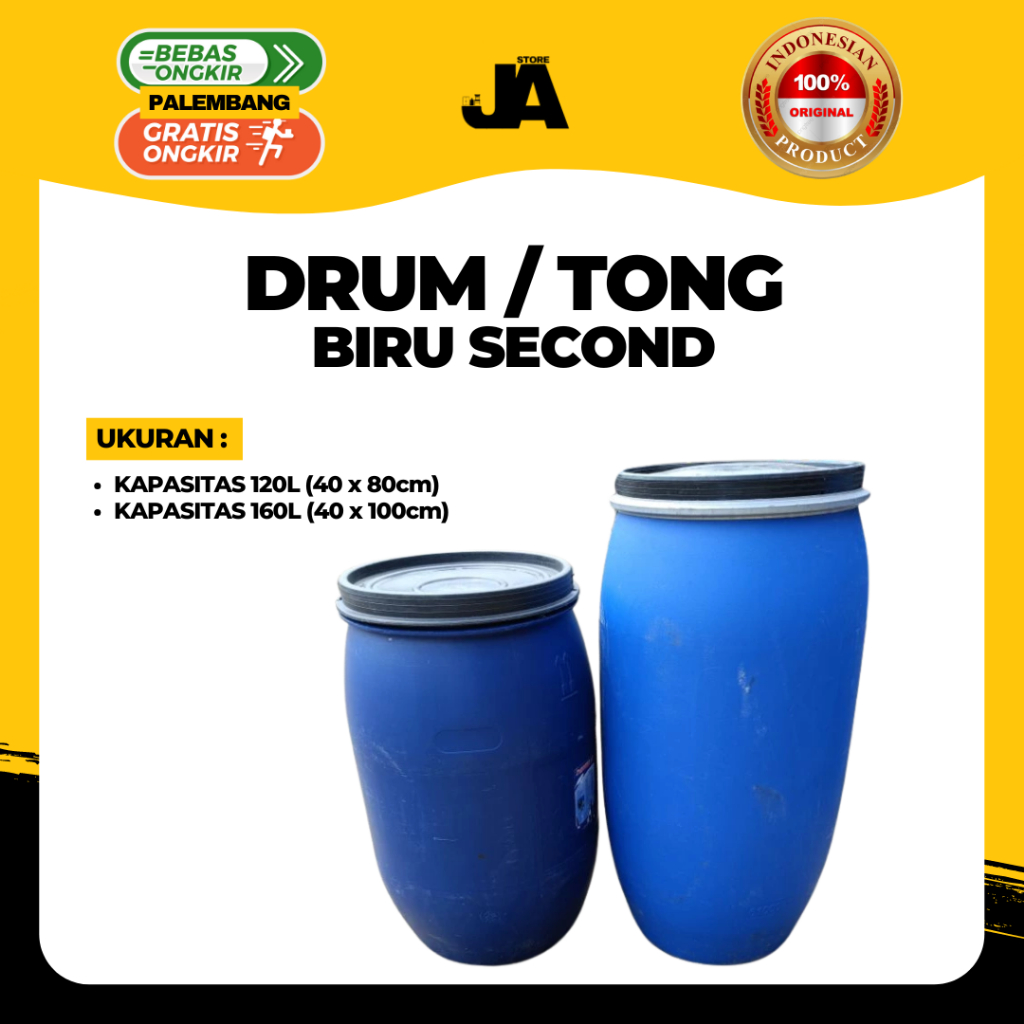 Drum Tong Bekas Ukuran 120 & 160 Liter Tutup Lingkaran / Air Keran Bak Mandi Palembang Berkualitas