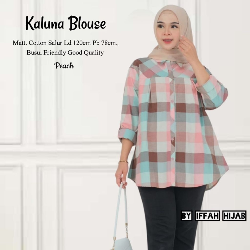 Blus kemeja wanita jumbo katun kotak busui friendly