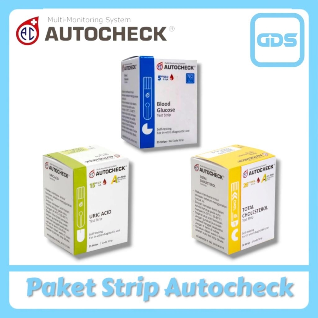 Paket Strip Autocheck 3IN1  Refill Autocheck Gula Kolesterol Asam Urat  Strip Autocheck