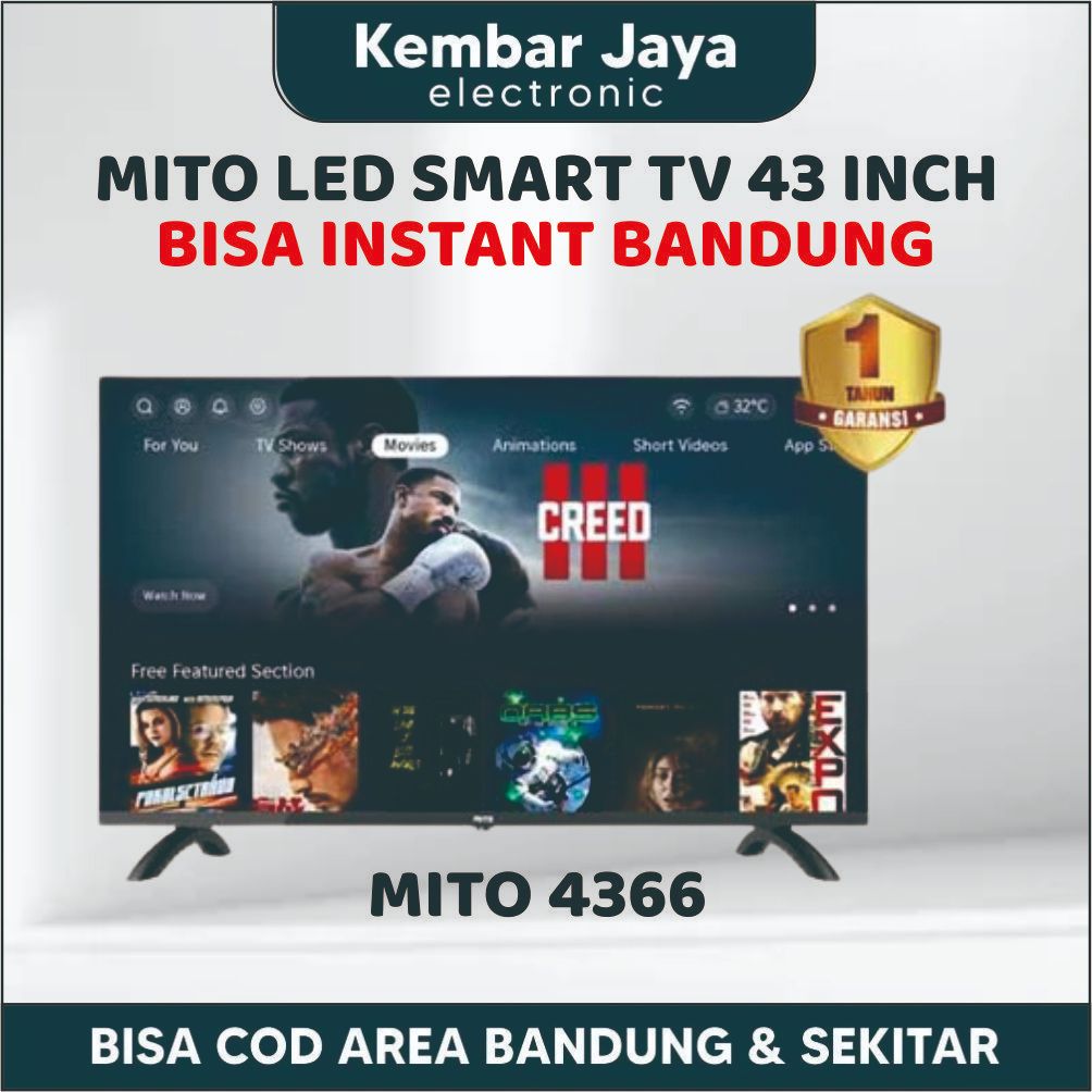 MITO Smart LED TV 4366 43 Inch Full HD - OS Coolita 2.1 / TV Smart Android 43 Inch