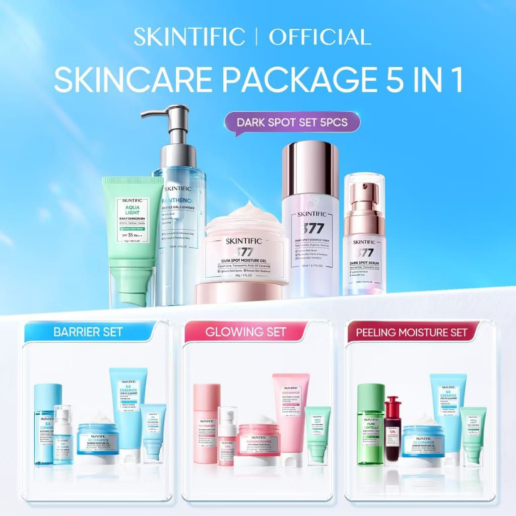 SKINTIFIC- Full Series Skincare Set | 5X ceramide Serum Moisturizer Gel Toner Sunscreen Cleanser Mou