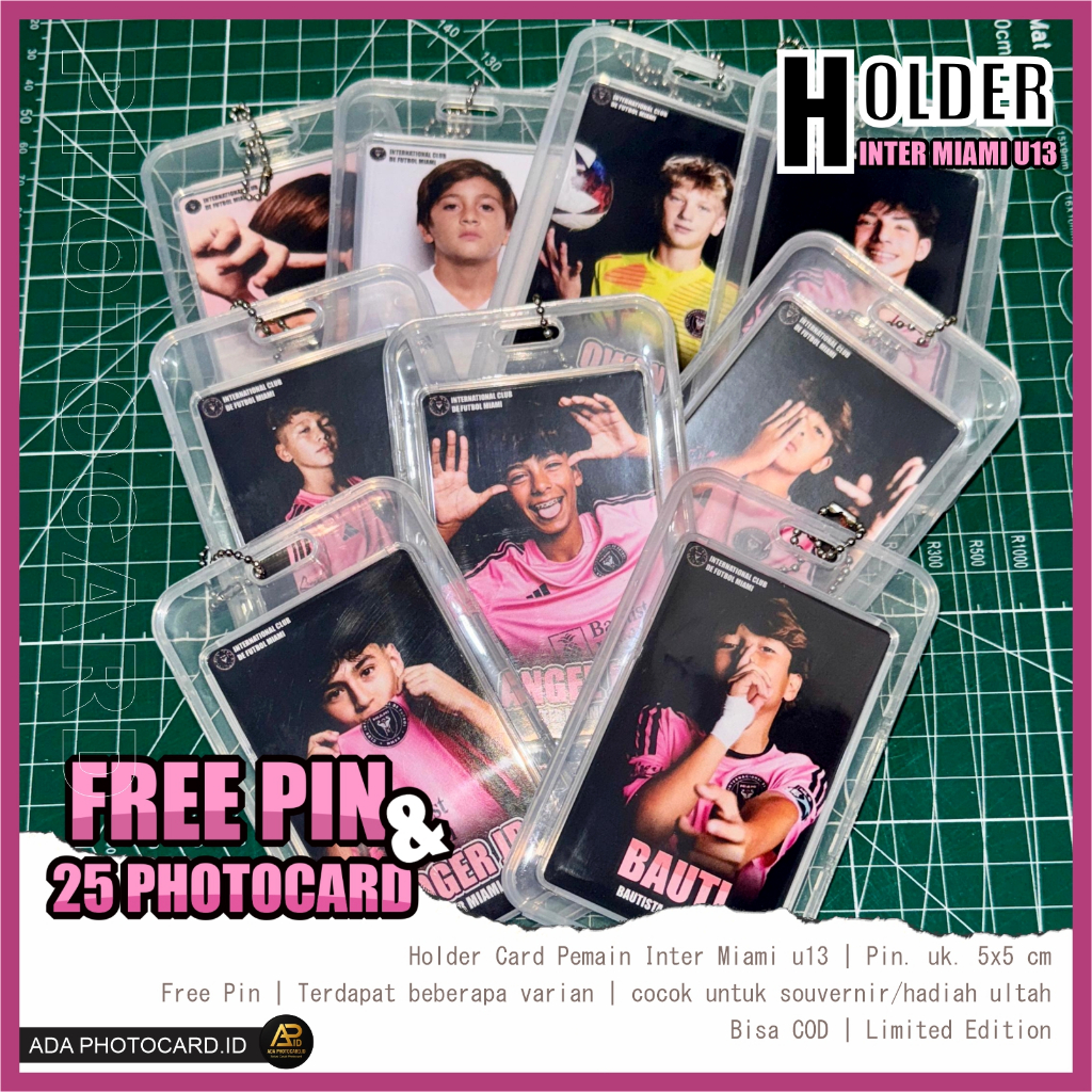 Holder Photocard Pemain InterMiami U13 Free Pin dan 25 photocard Unofficial/Handmade | Bisa COD, Lan