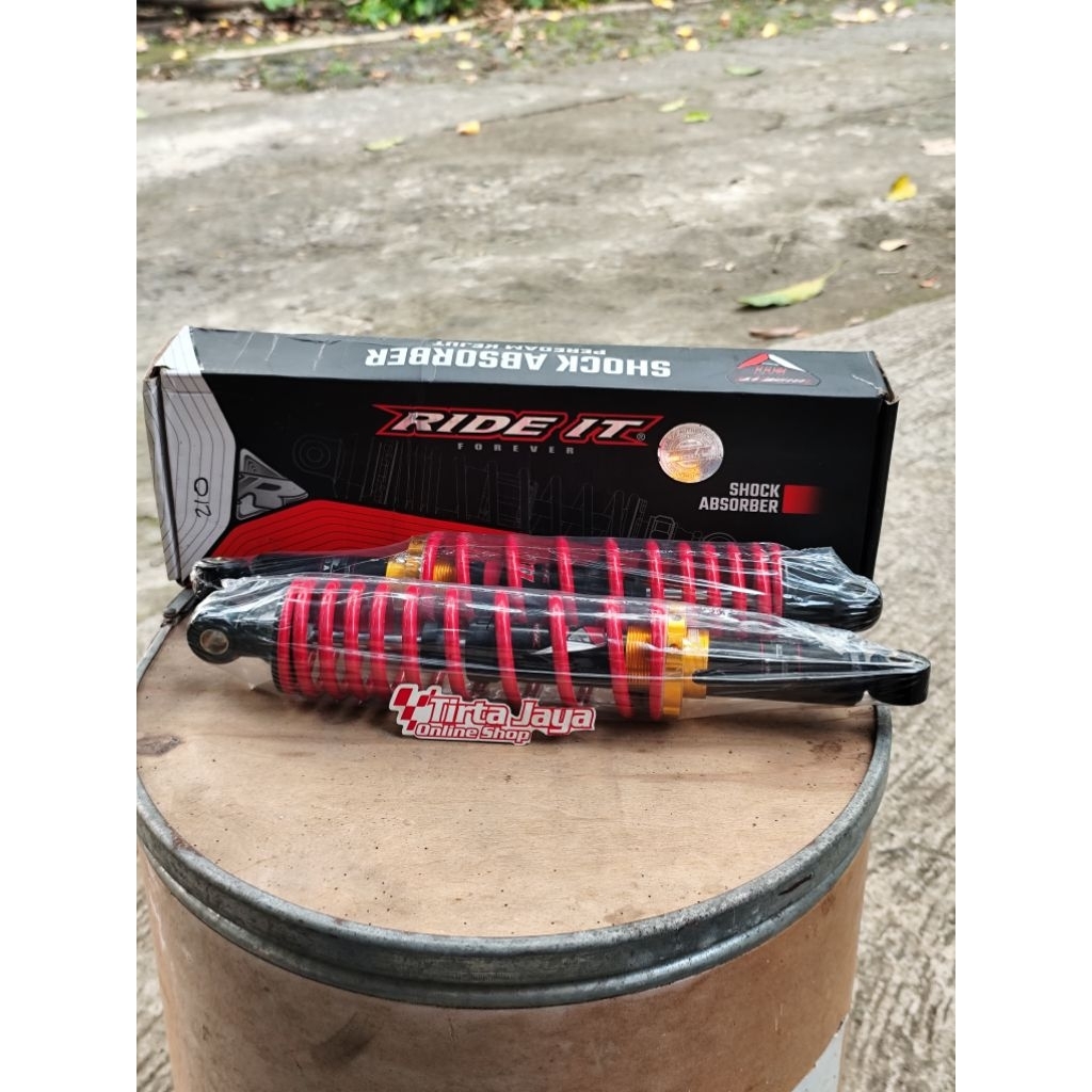 SHOCK SOK SHOCKBREAKER BELAKANG RIDE IT 811 SERIES 340mm MERAH HITAM UNIVERSAL BEBEK SPORT