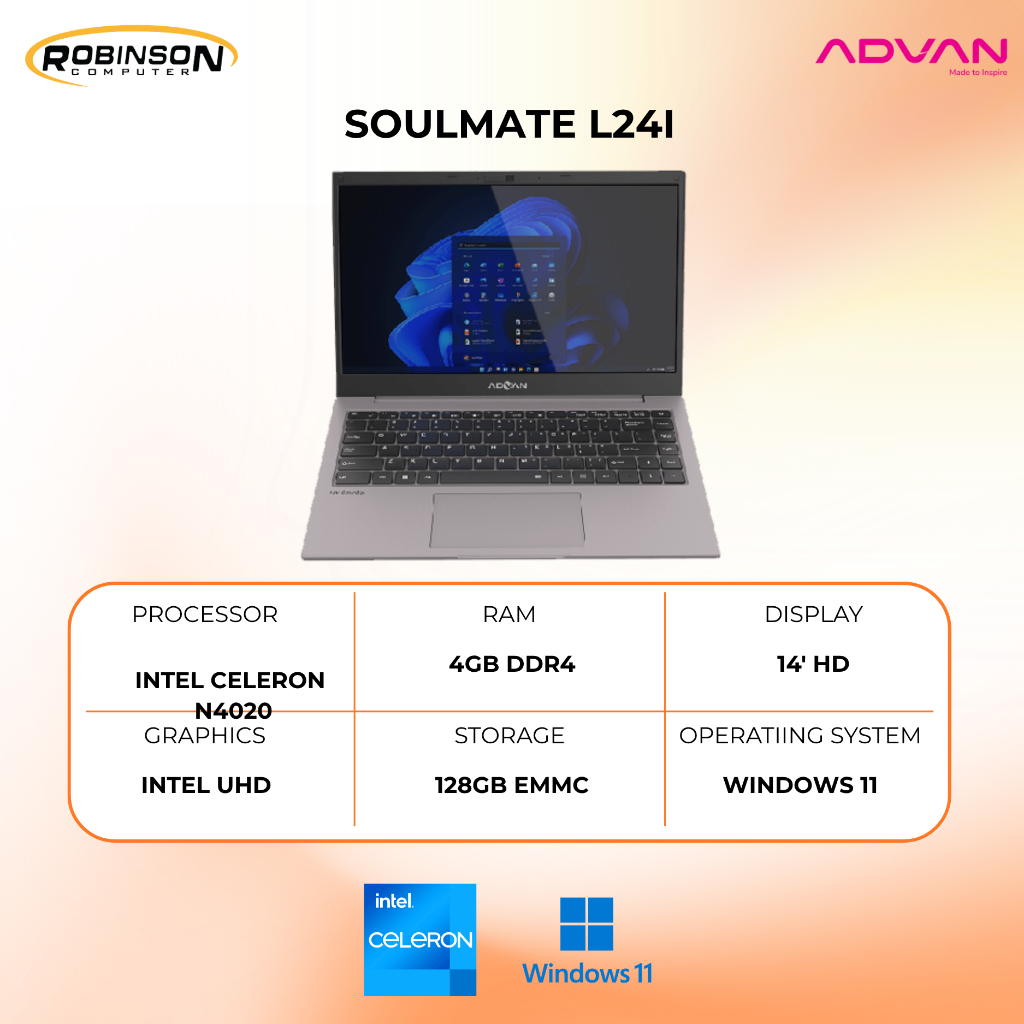 LAPTOP | ADVAN SOULMATE L241 | INTEL CELERON N4020