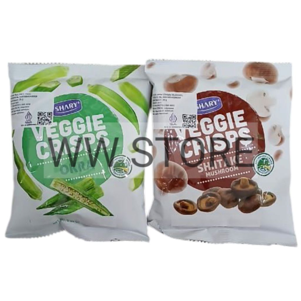 

Keripik kripik sayur jamur shitake halal MUI SHARY OKRA 25g / SHIITAKE MUSHROOM 30g VEGGIE CRISPS Chips