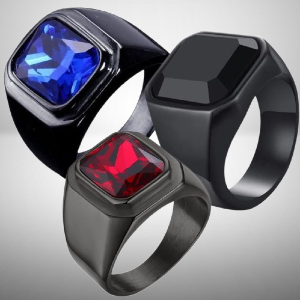 Cincin Batu Permata Cincin Hitam Batu Permata Kotak Elegan