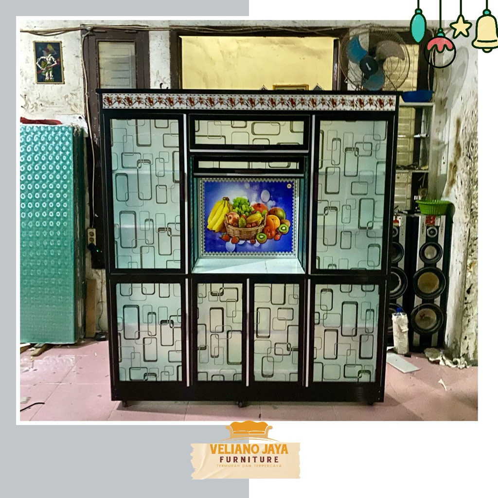 Rak piring Box Mejicom Jumbo // Bahan Alumunium & Kaca