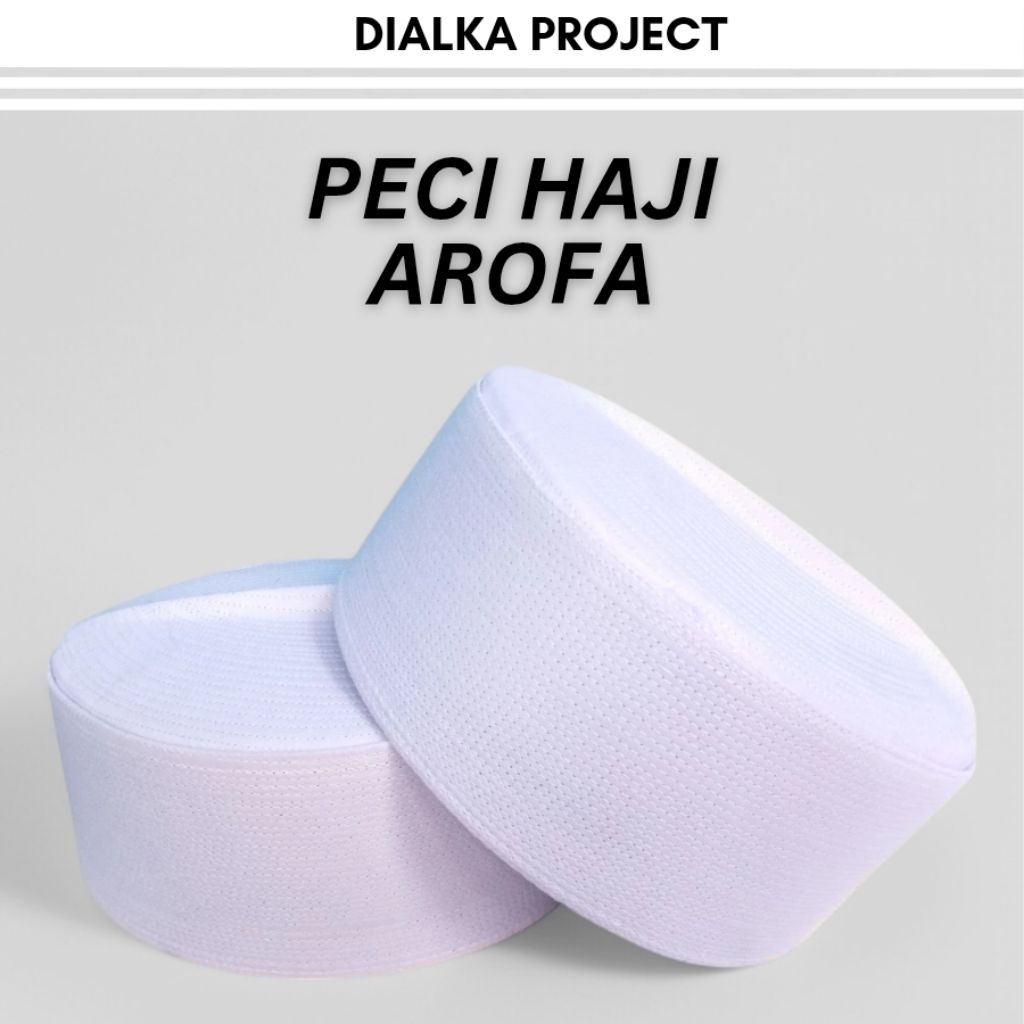 Peci Haji AROFA Putih ( Kopyah Haji Semi Kaku, Kopyah Santri ) Kopiah Muslim