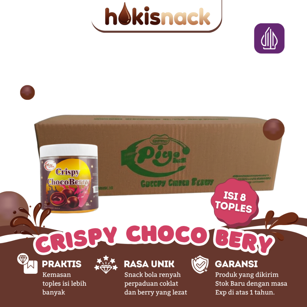 

1 Dus Crispy Choco Berry Isi 8 Toples | Snack Coklat Berry Renyah Halal untuk Warung & Camilan Anak