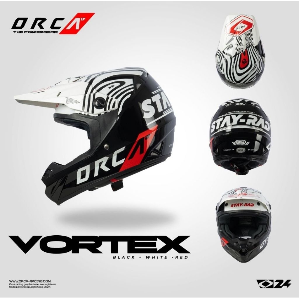 HELM ORCA VORTEX BLACK WHITE RED