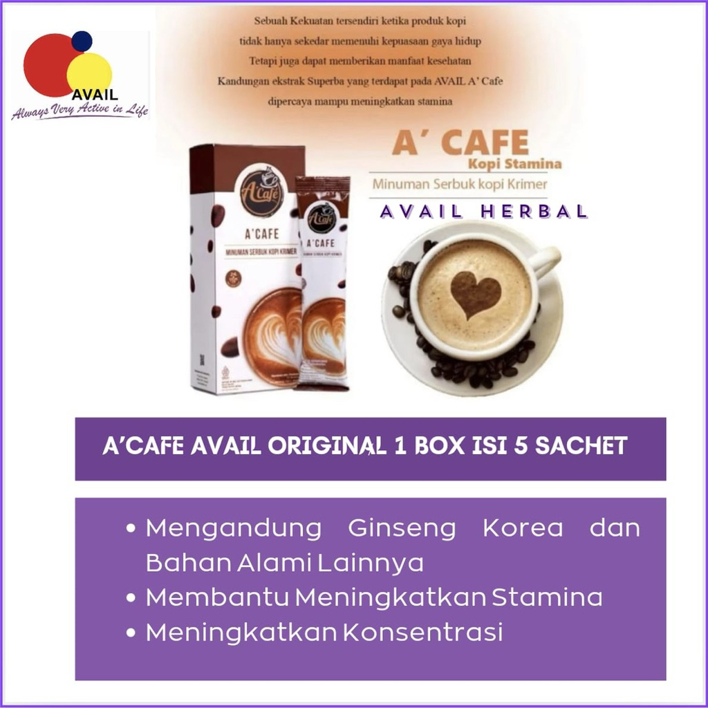 

A’Cafe Avail Original 1 Box Isi 5 Sachet
