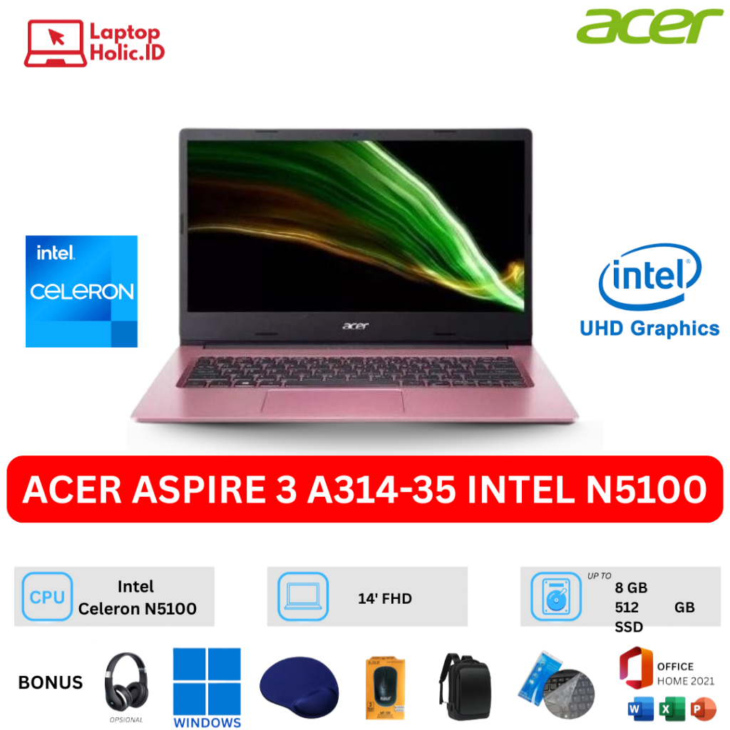 ACER ASPIRE 3 A314-35 INTEL N5100 8GB/512GB SSD 14" W11