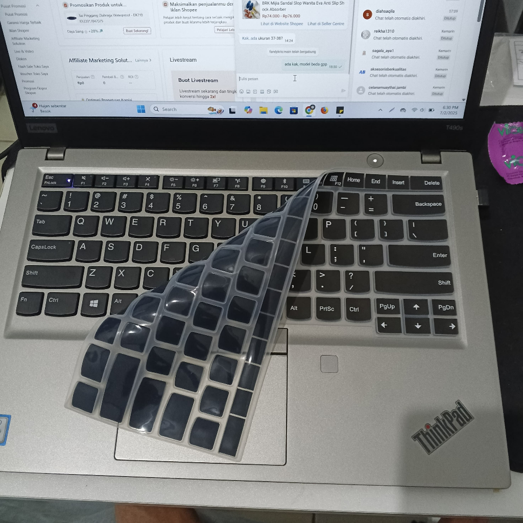 Silikon Keyboard Lenovo Thinkpad T490 T490S E480 E485 L480 L380 T490 E490 E495 L490 T495 yoga L390 T