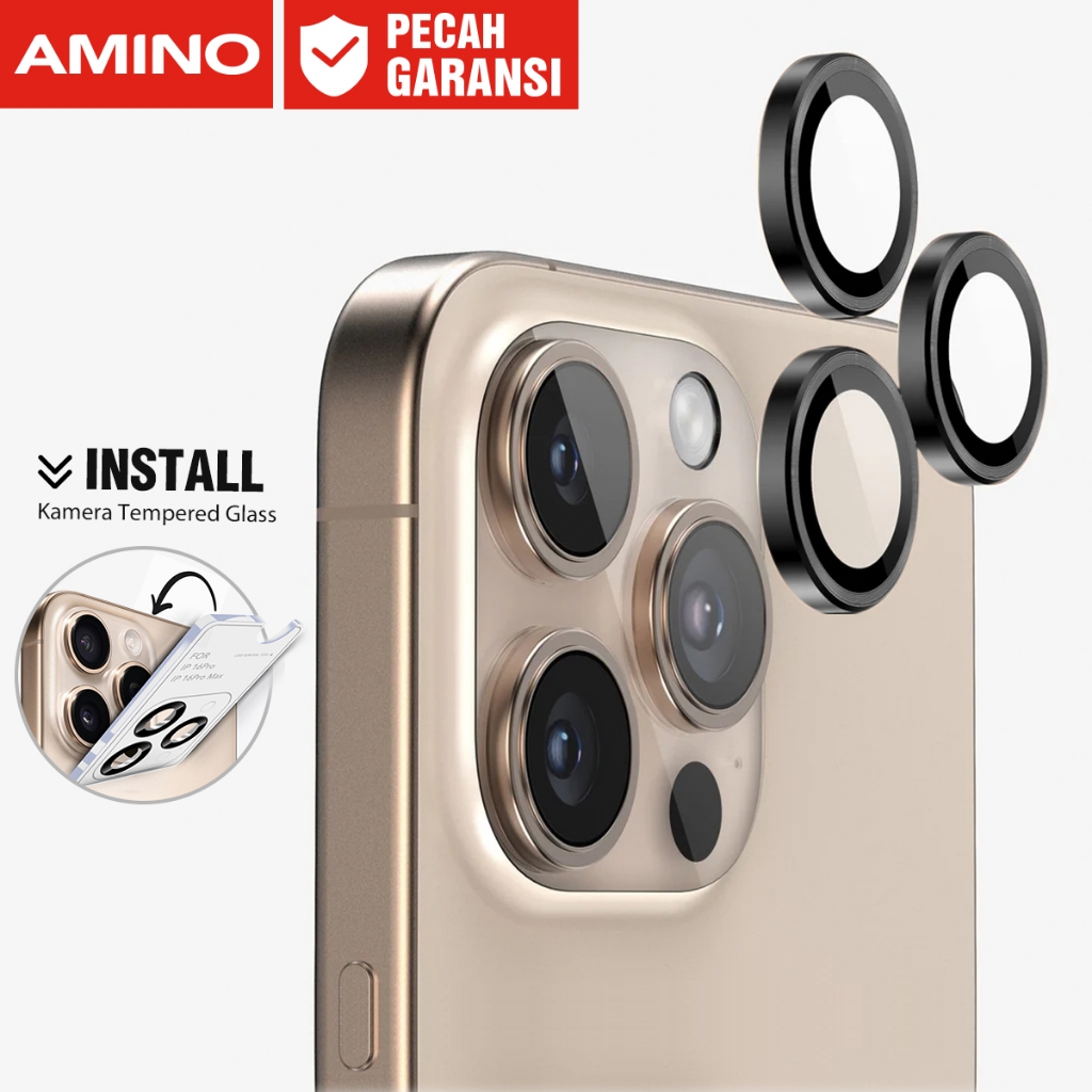 AMINO Easy Install Kit Kamera Tempered Glass Untuk 17 Pro Max 17 Air 16 Pro Max 16 Plus 15 Pro Max 1