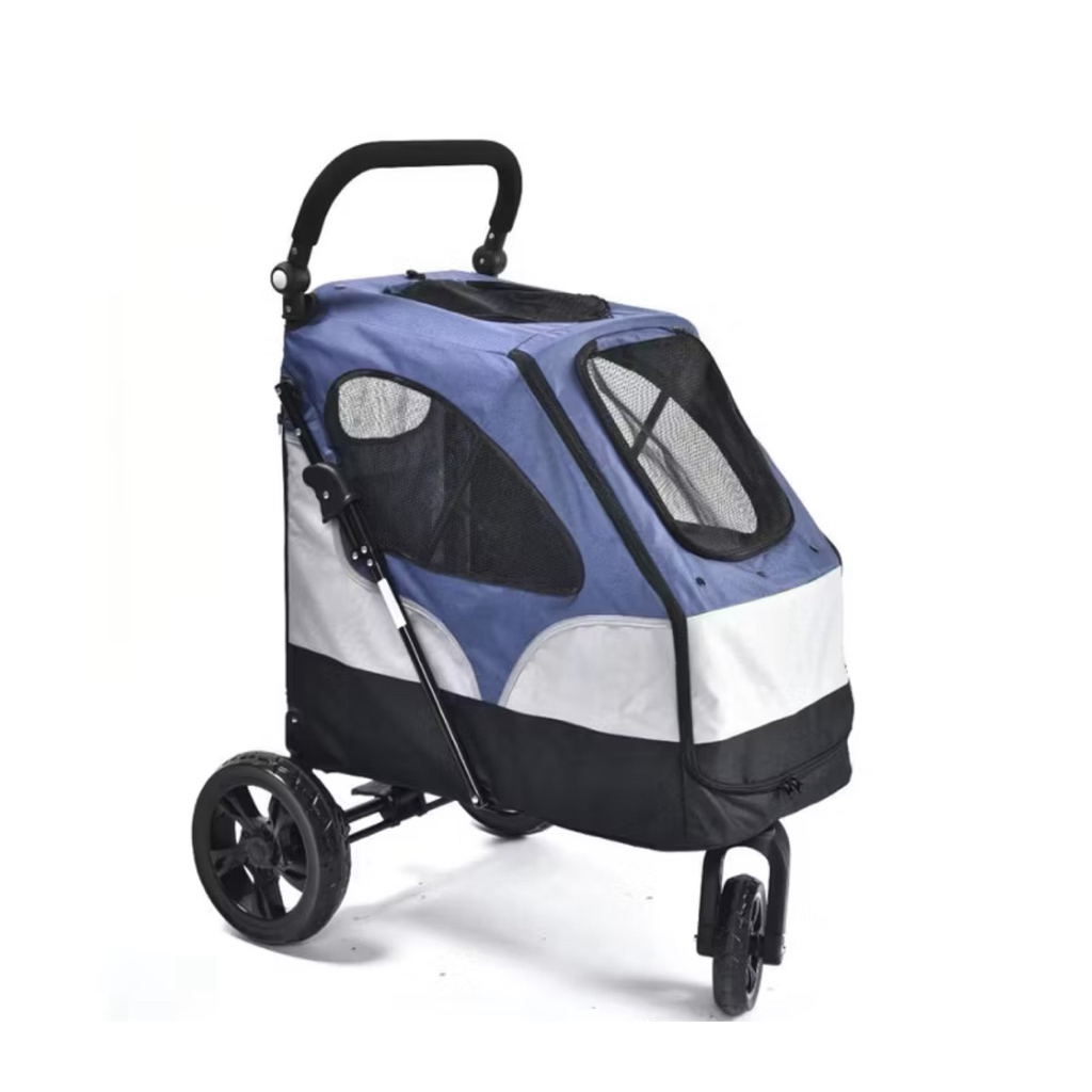 Stroller Hewan 3 Roda - Biru Kereta Dorong Anabul Pet Trolley Troli Anjing Kucing Kompartement Besar