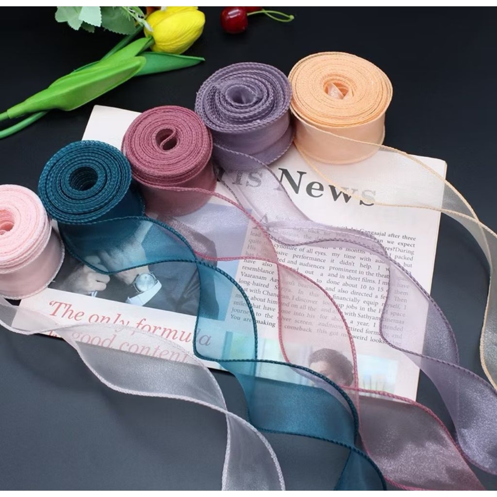 

Snow Lace Yard 1 Roll Pita Organza Pita Korea Gelombang Pita Fishtail Pita Hologram 9 Meter