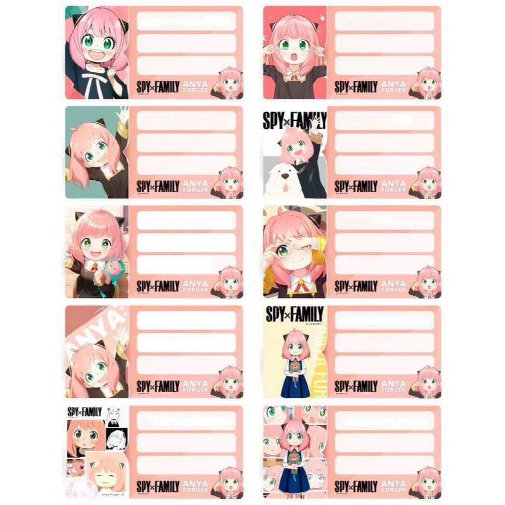

STICKER BUKU SPY X FAMILY ANYA STIKER LABEL MATA PELAJARAN ANIME