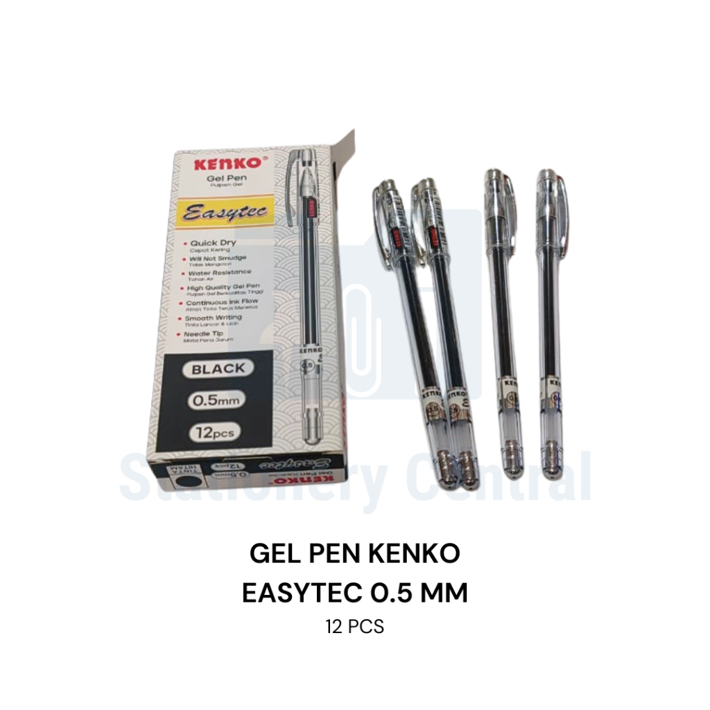 

Pulpen Cair KENKO easytec 0.5 mm Gel Pen isi 12 pcs Pen Cair