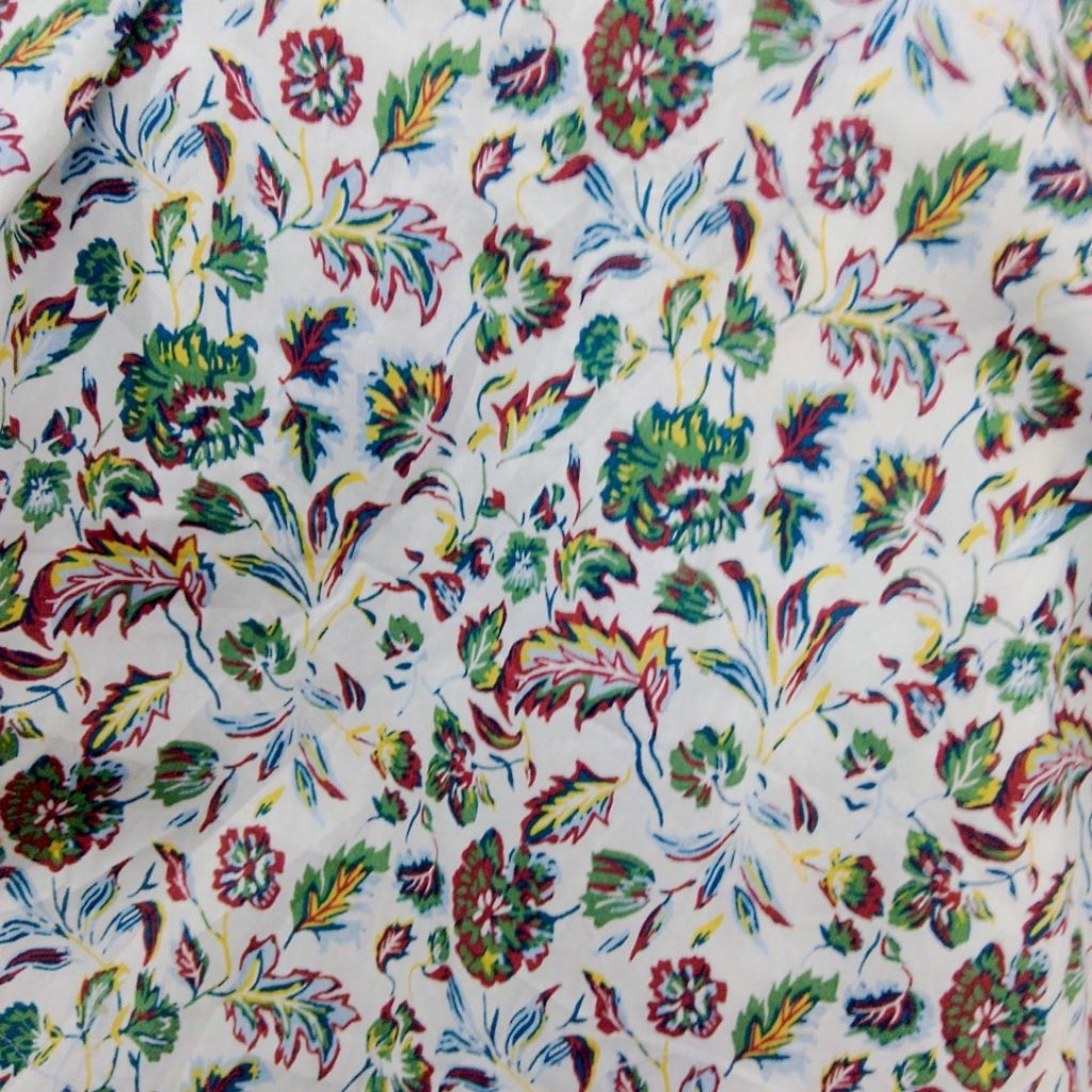 Kain Katun Poplin Motif Bunga Antik – Kain Meteran untuk Baju, Dress, dan Craft