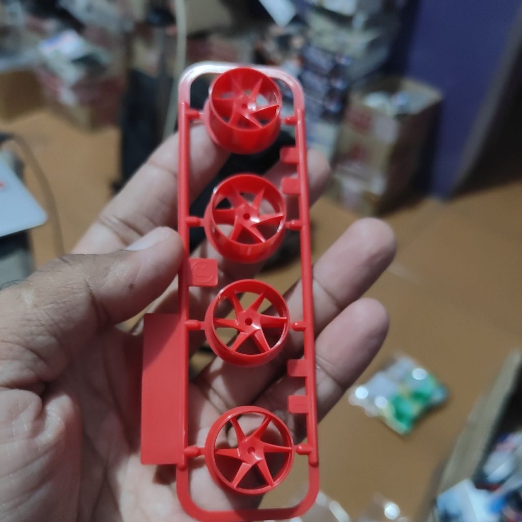 Tamiya Pelek Velg Medium Spiral 6 Spoke Red Merah