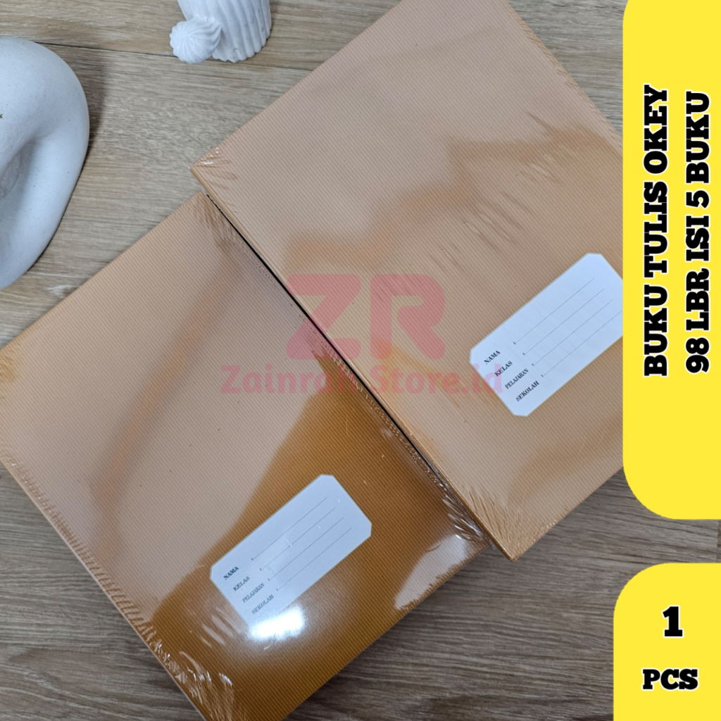 

(1 PACK ) Buku Tulis Sekolah Panjang OKEY 98 Lembar Kraft Coklat Polos Isi 5 Buku