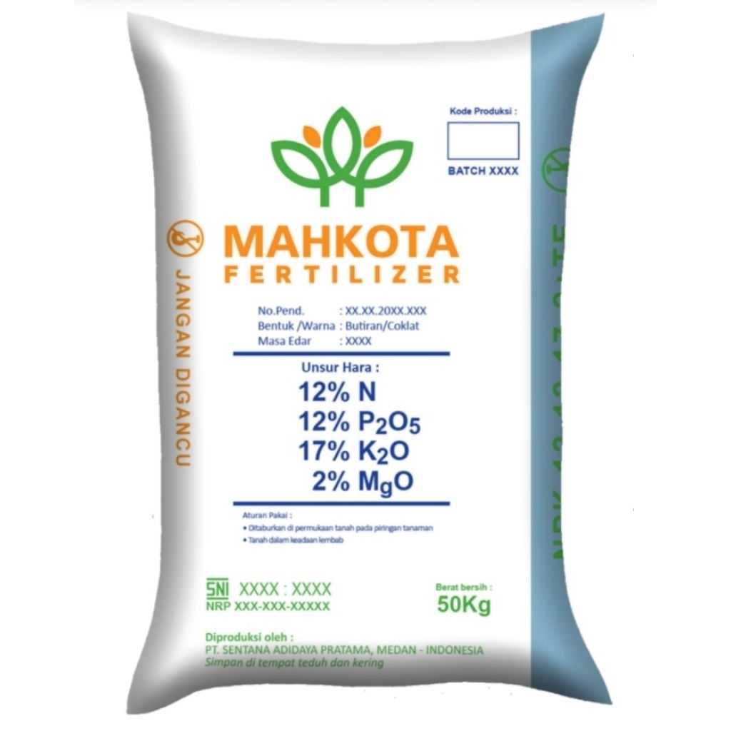 Pupuk NPK Mahkota 12-12-17+2* 1 Karung isi 50 Kg.