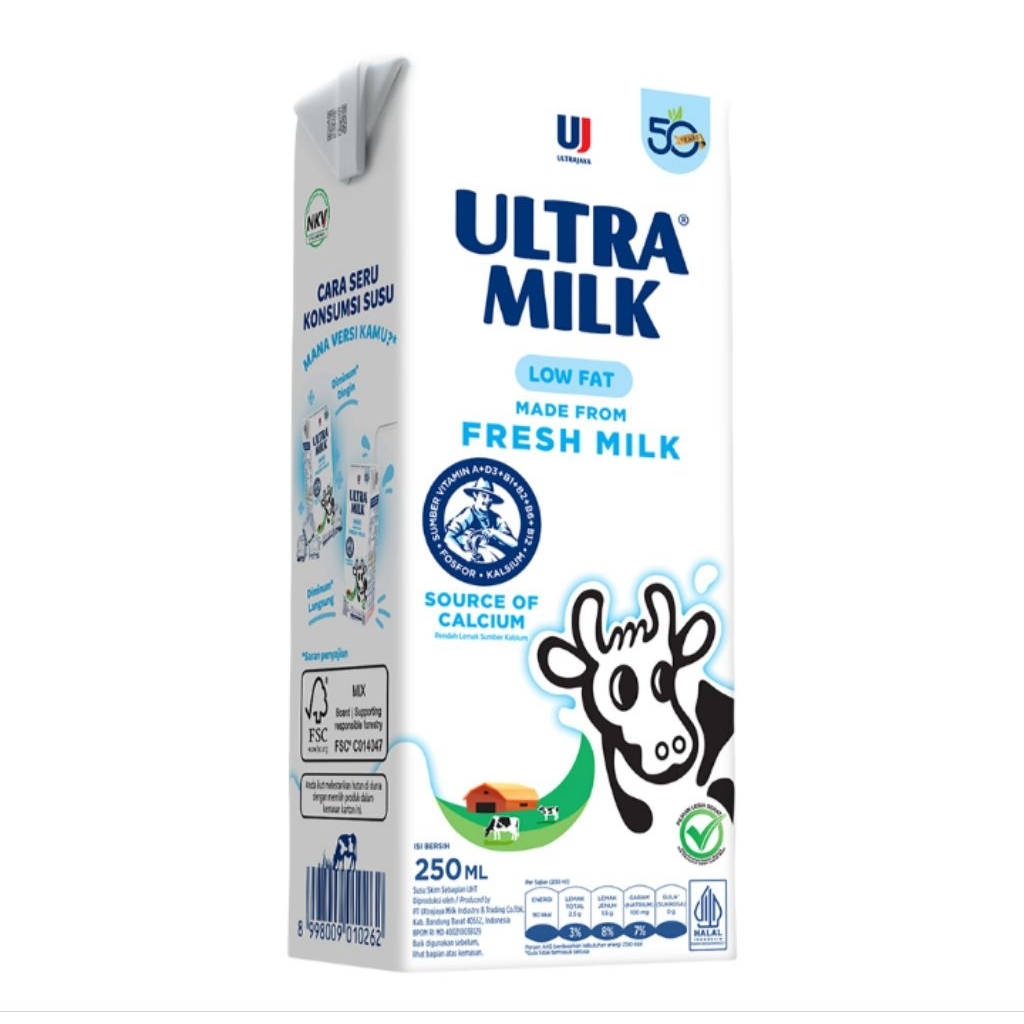 

Ultra Milk Susu UHT Rendah Lemak Kotak 250 ml