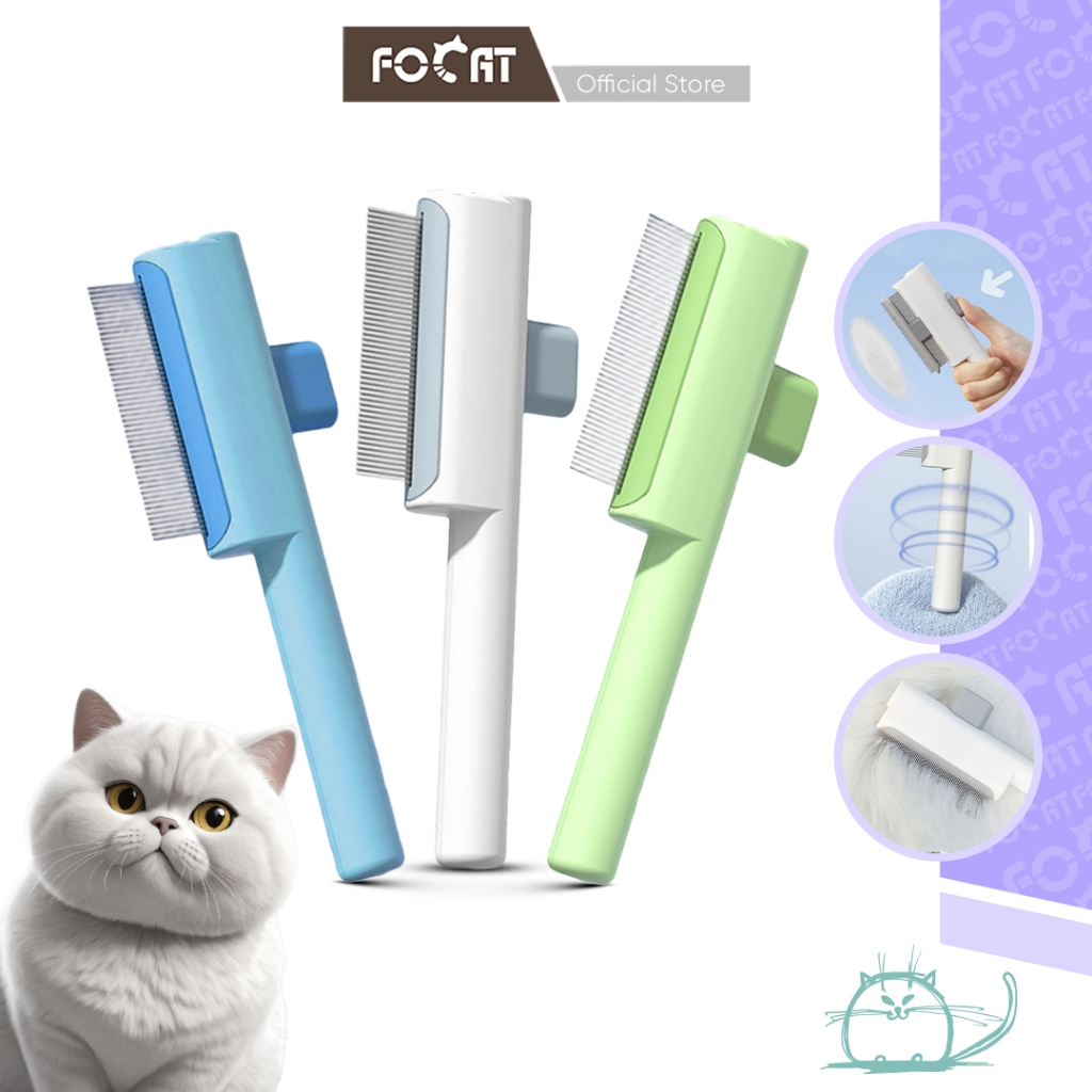 FOCAT Sisir Grooming Kucing Anjing F15 Pet Flea Comb Brush / Anti Kutu & Bulu Rontok / Self Cleaning