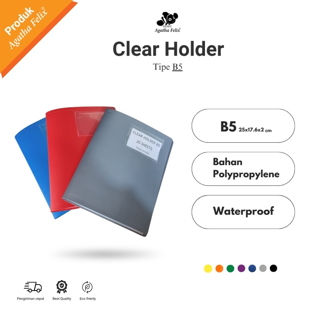 

Clear Holder B5 120 Pocket FELIX | Dokumen Keeper B5 Felix isi Pocket (120 lembar)