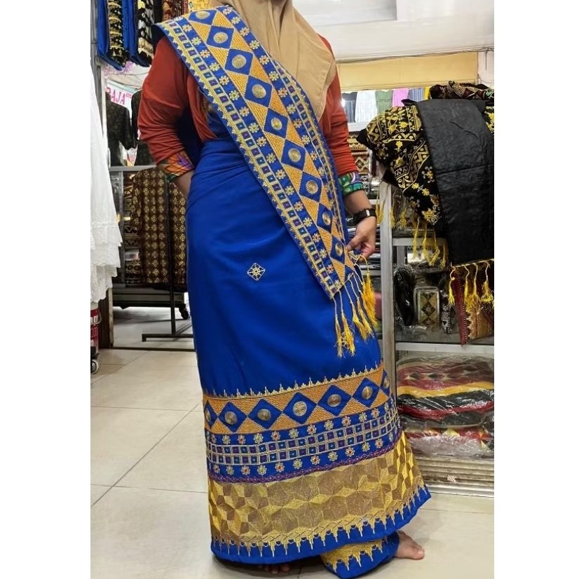 real pict tapis bordir songket sanwos Lampung 1 tingkat koin biru