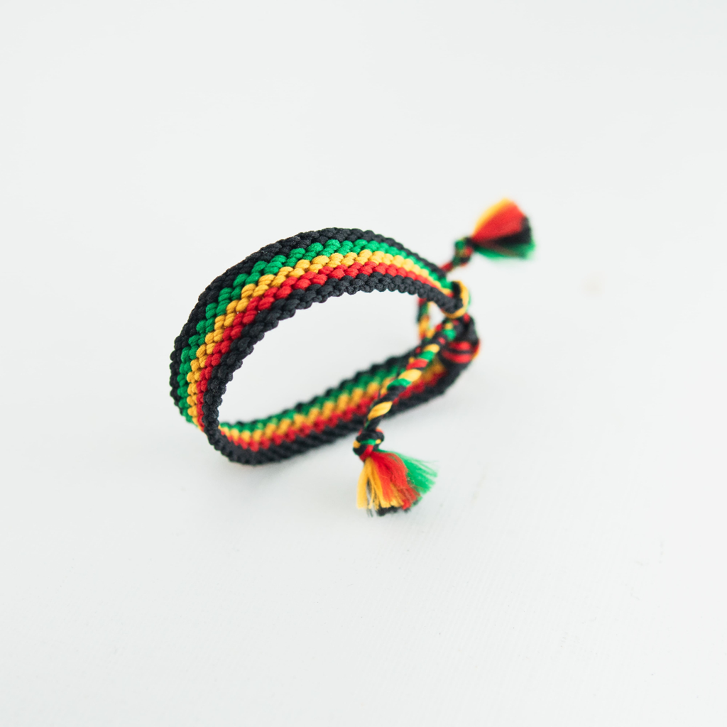 Gelang Tali Serut Reggae Handmade Pria Wanita / Gelang Rajut Bob Marley / Aksesoris Reggae