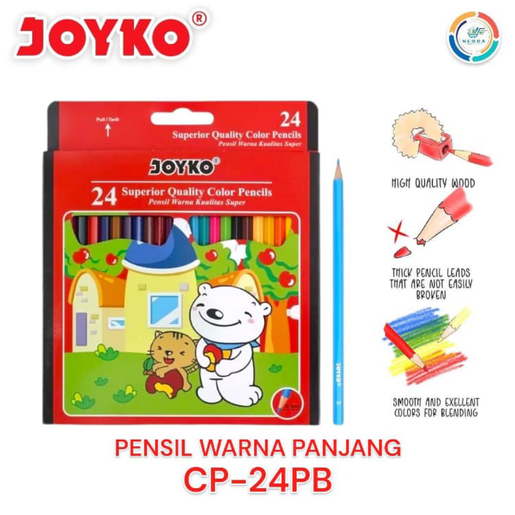 

Pensil warna Joyko - ukuran Panjang dan pendek - Superior Quality Color - isi 12 Warna