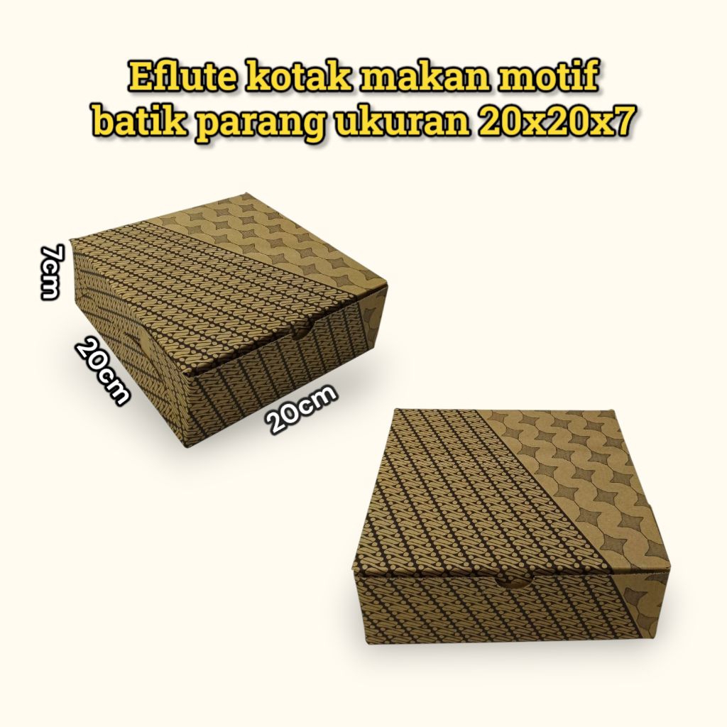 Box Eflute kotak makan motif batik parang ukuran 20x20x7