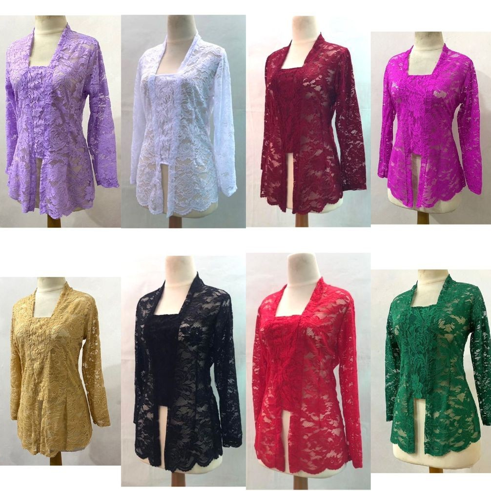 Kebaya Bali Brokat Sofia Bed Kutu Baru Atasan Tradisional Modern Tangan Panjang Brukat Strait Melar 