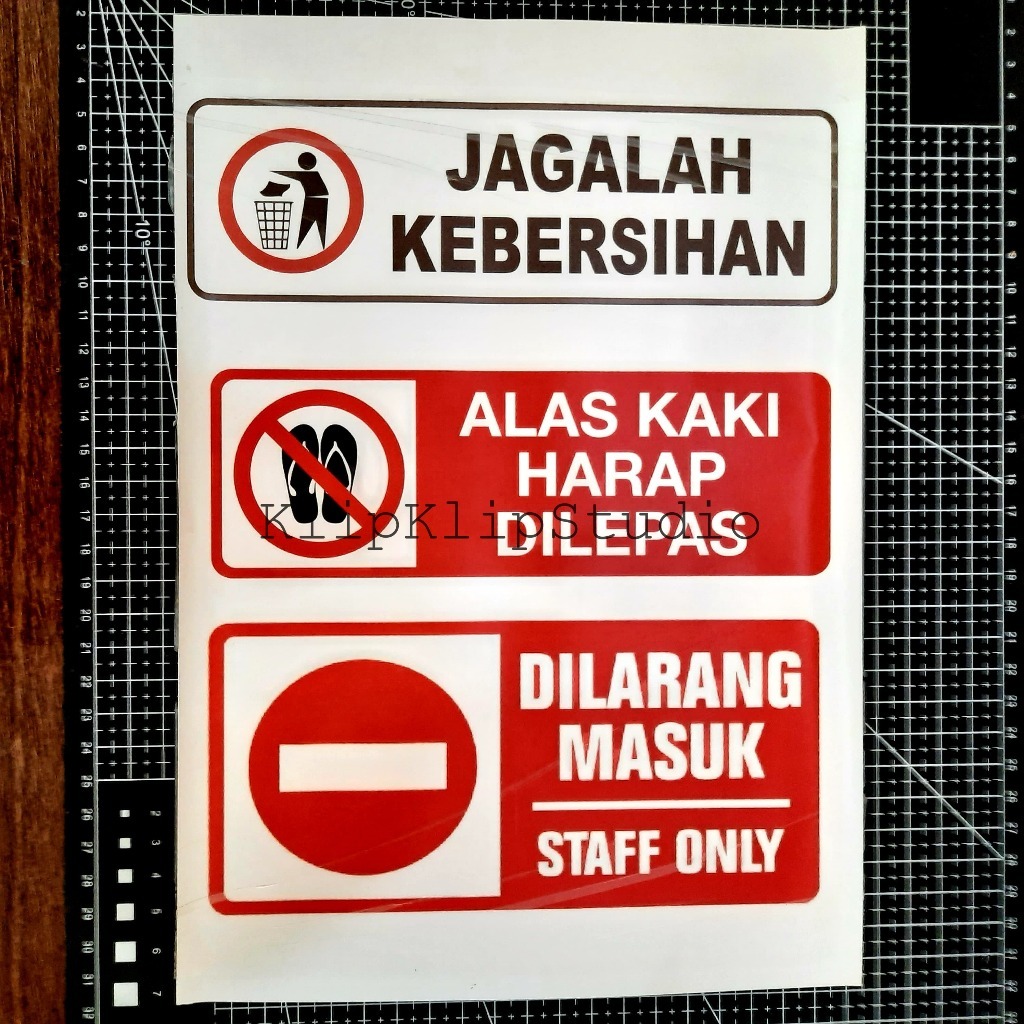 

Sticker Stiker Label Warning Jagalah Kebersihan Alas Kaki Harap Di Lepas Dilarang Masuk Jangan Membuang Tisu Ke Toilet Dilarang Membawa Makanan Minuman Dari Luar Awas Kepala - KK - A3D