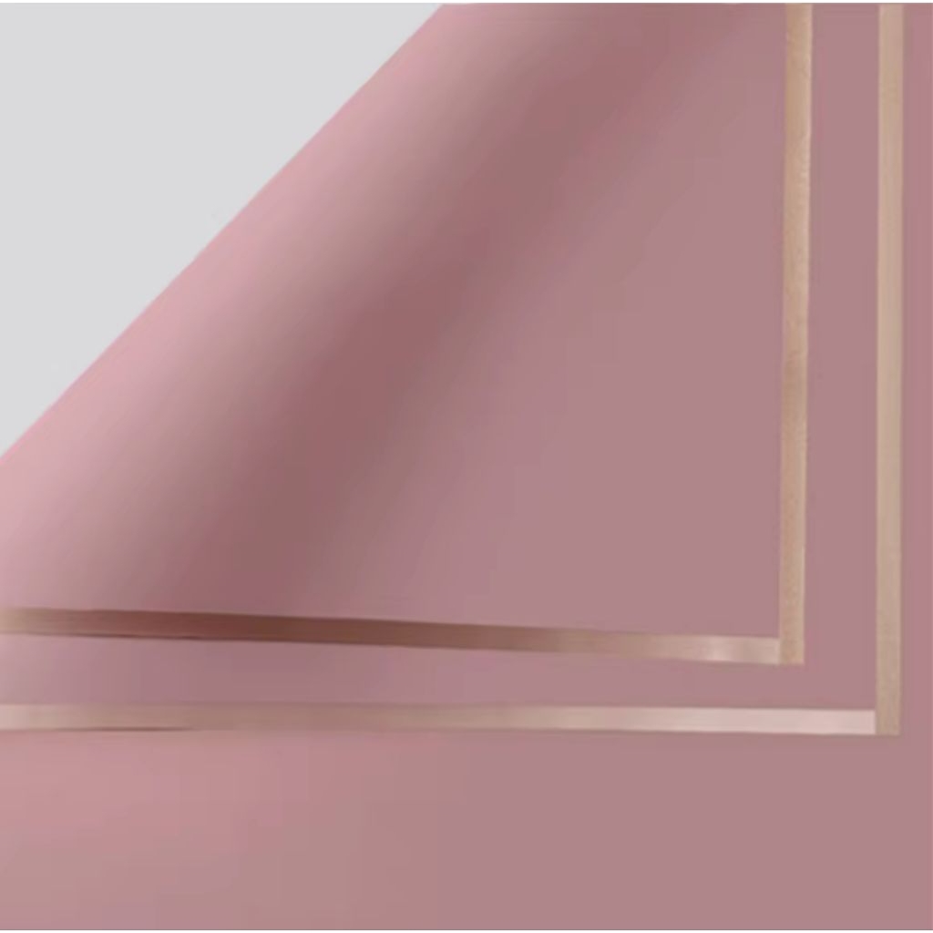 

[10.000 dapat 5 pcs warna bisa mix di chatt Premium Quality] Kertas Flower Wrapping - Flower Wrap Paper Cellophane Lembaran Gold List Line Frame Emas Satuan Ecer - Bungkus Bucket Buket Bunga Bouquet Florist Waterproof Korea Style 58 x 58 cm Murah