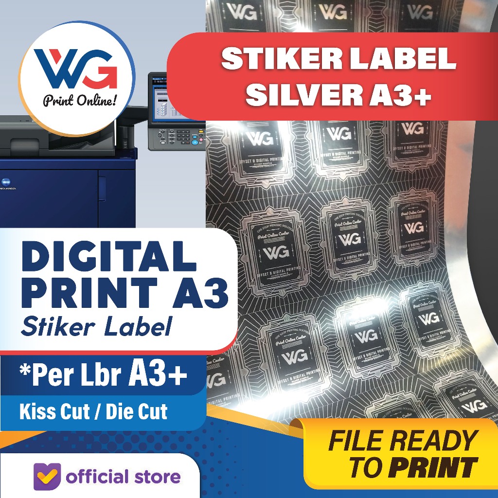 

Cetak Stiker/Print Sticker Label Silver A3+ Full Color per Lembar | Digital Printing