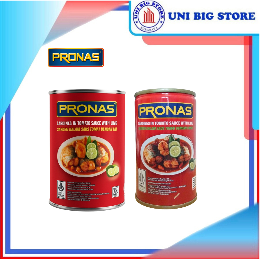 

Pronas Sardines In Tomato Sauce With Lime 155 gr - 300 gr Pronas Sarden Saus Tomat Dengan Limau