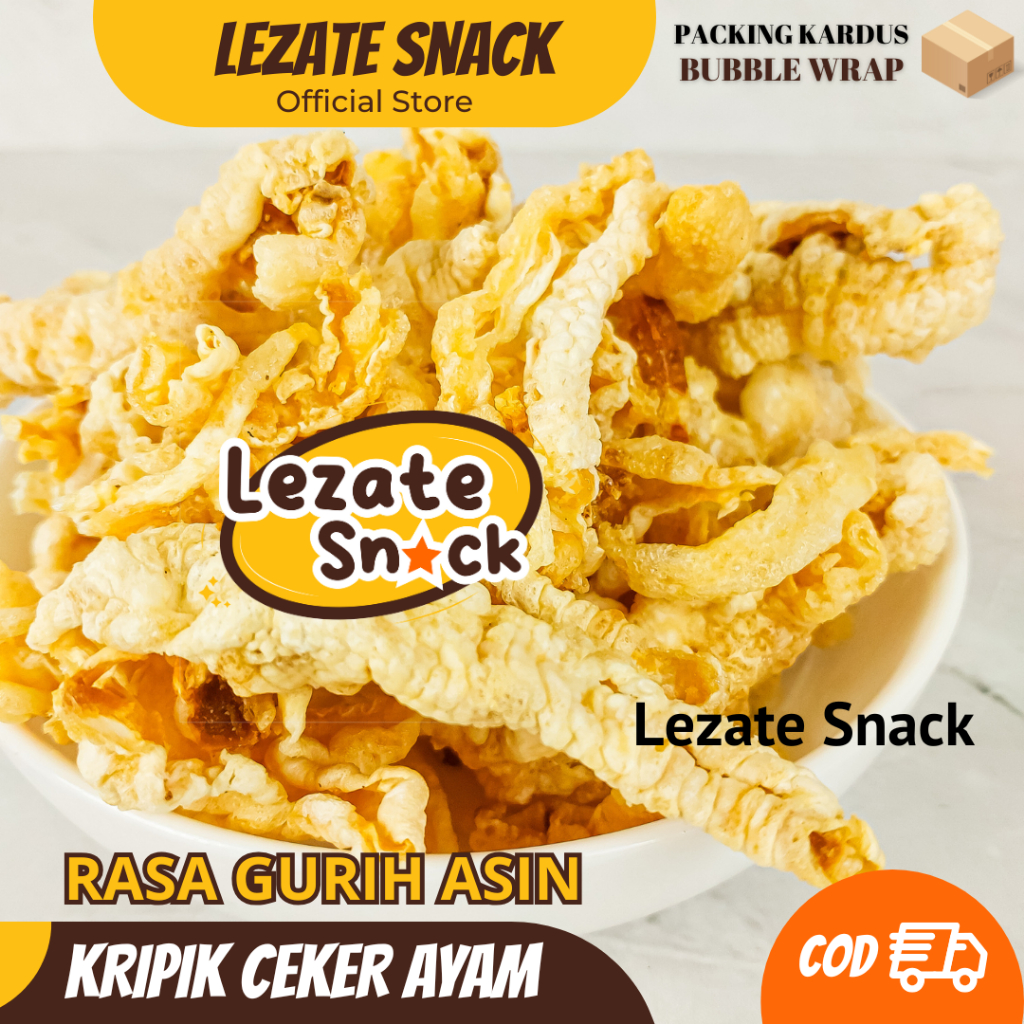 

Kripik Ceker Ayam 500GR Kiloan Murah Gurih Renyah/ Keripik Ceker Ayam Tanpa Tepung Tanpa Tulang/ Kripik Ceker Ayam Lezate SEDAP SNACK