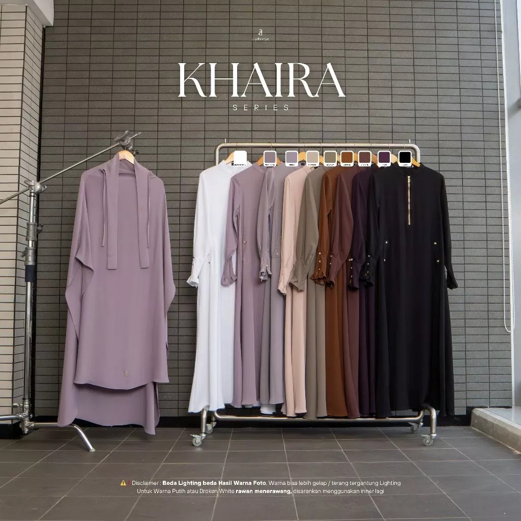 KHAIRA ULYABBAYA ABAYA MAZEN MINA ANTI UV SULTAN GAMIS FRENCH KHIMAR PREMIUM SET  - UMROH  HAJI SERI