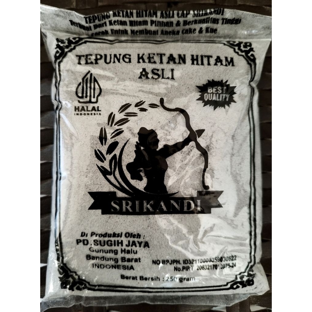

Tepung ketan hitam asli, Cap Srikandi, Asli cililin, 250 gram