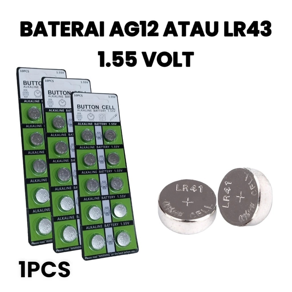 8J BATERAI LR43 Battery Baterai Batre Kancing Button Cell Lithium Lr43 Lr 43 Ag12 Ag 12 1,55v 1.5v V