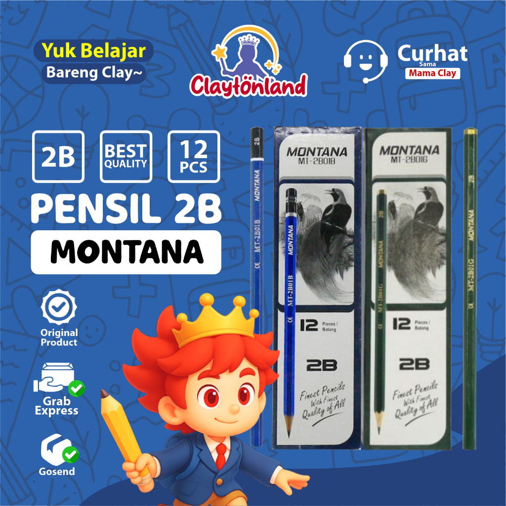 

PENSIL MURAH / PENSIL 2B UJIA MONTANA BIRU HIJAU FOR COMPUTER 1 PACK ISI 12 PCS