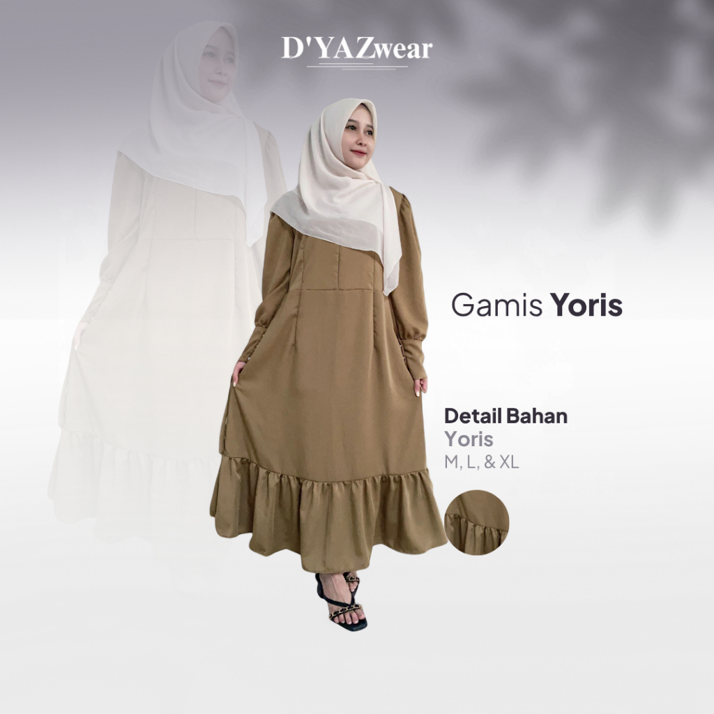 Gamis Yoris Dress Wanita Muslimah Dres Rample Panjang Bahan Yoris Premium